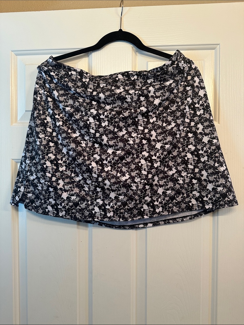 Black & White Floral A-Line Skirt